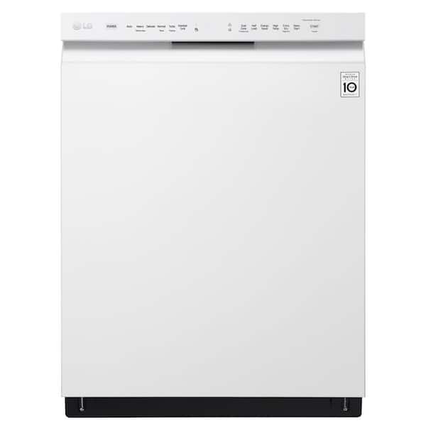 LG 24 in. White Front Control Built-In Tall Tub Dishwasher with Stainless Steel Tub and QuadWash, 48 dBA