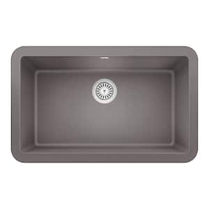 IKON Farmhouse Apron Front Granite Composite 30 in. Single Bowl Kitchen Sink in Metallic Gray