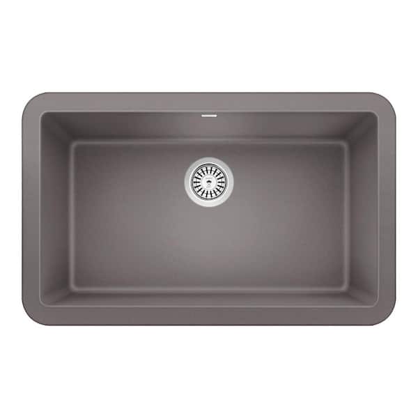 Blanco IKON Silgranit 30 in. Farmhouse Apron-Front Single Bowl Metallic Gray Granite Composite Kitchen Sink