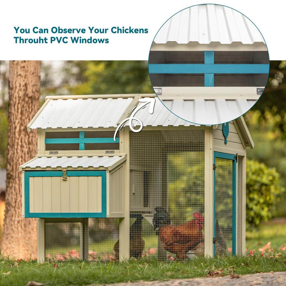 48.6 in. H Chicken Coop with Waterproof PVC Roof Removable Bottom for Easy 