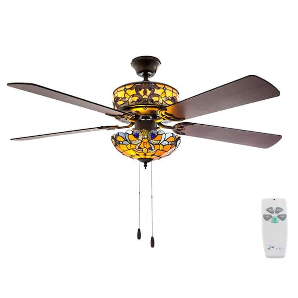 River of Goods 52 in. Indoor Amber Ceiling Fan with Light Kit and Remote Control