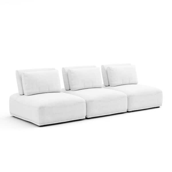 Furniture of America Fairwind 111 in. Armless Chenille Straight Modular ...