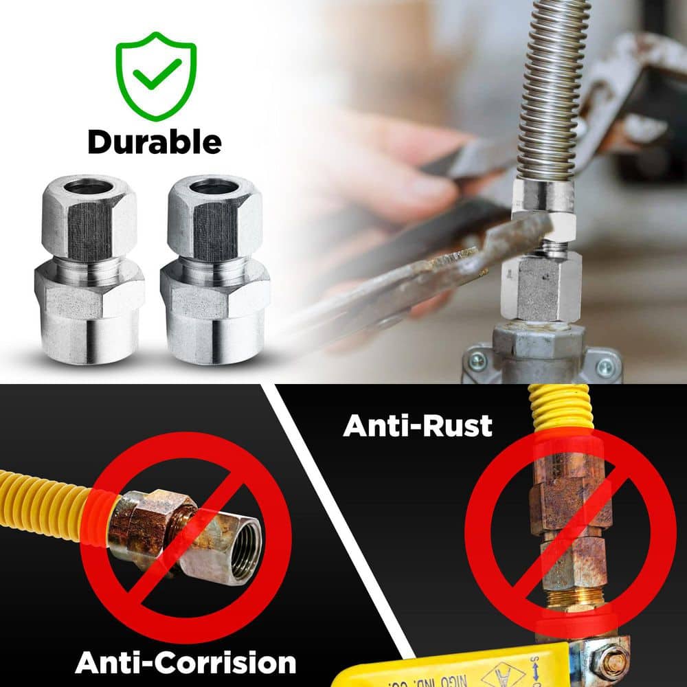 24-inch Yellow Coated Stainless Steel Flexible Gas Connector