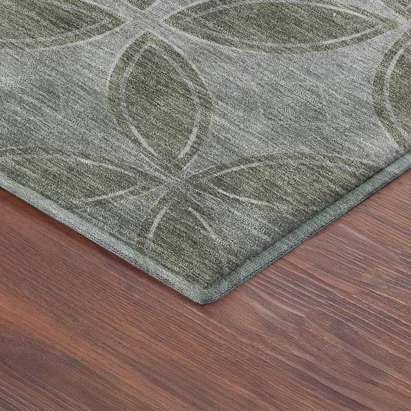 Mayfield Premium Machine Washable Abstract AMF2423 Basil 10 ft. x 14 ft. Area Rug
