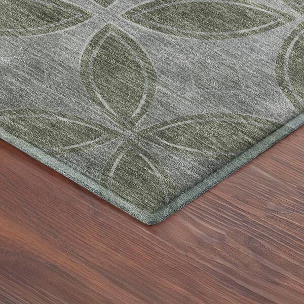 Mayfield Premium Machine Washable Abstract AMF2423 Basil 8 ft. x 10 ft. Area Rug