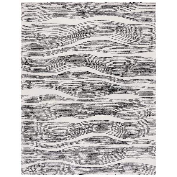 SAFAVIEH Metro Ivory/Black Doormat 3 ft. x 5 ft. Abstract Waves Area Rug