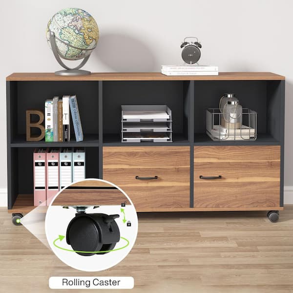 BYBLIGHT Atencio 2-Drawer Brown and Black Wood 47.2 in. W Lateral
