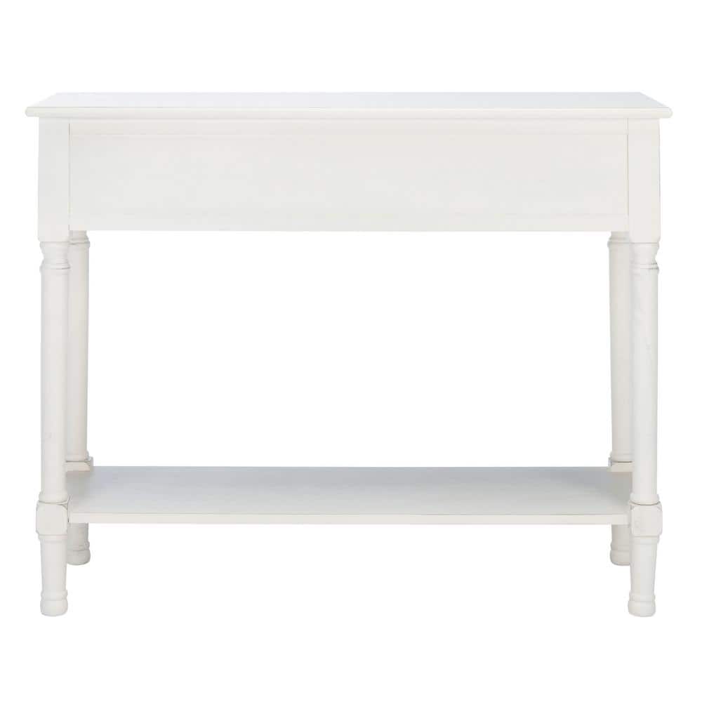 Tate Modern Farmhouse 40" White Wood & Metal Console Table with Storage