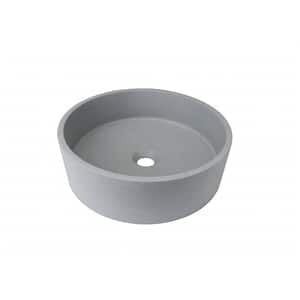 Gray Concrete Round Vessel Sink without Faucet and Drain