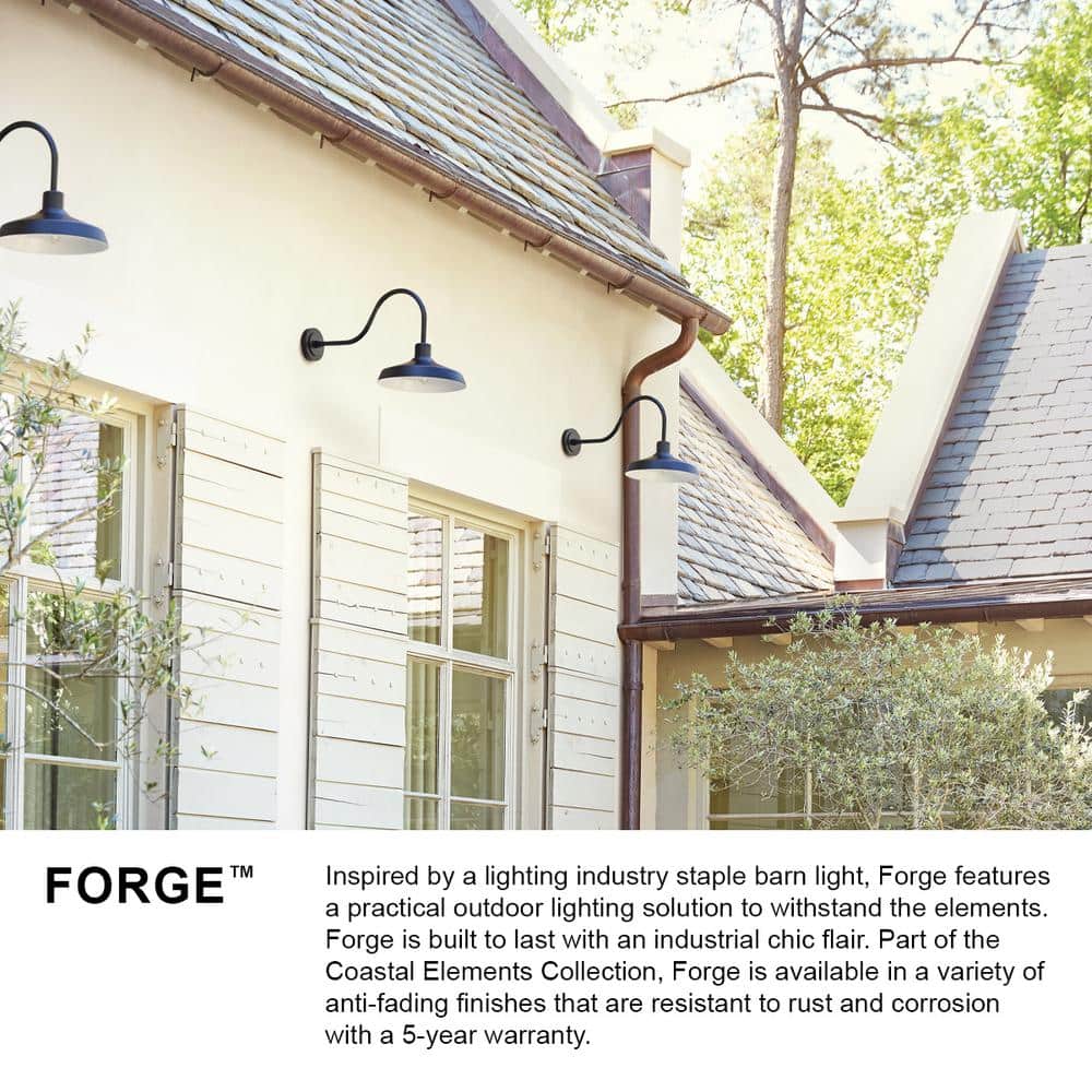 Forge Industrial Chic Black Outdoor Wall Lantern with Dimmable LED