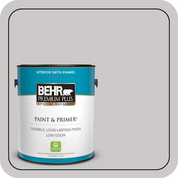 BEHR PREMIUM PLUS 1 gal. #790E-2 Gentle Rain Satin Enamel Low Odor Interior Paint & Primer