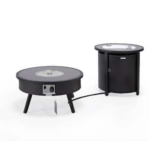 Walbrooke Patio Round Fire Pit and Tank Holder (Black)