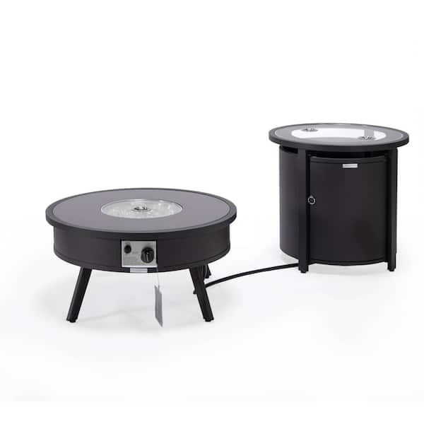 Leisuremod Walbrooke Patio Round Fire Pit And Tank Holder (Black) WBL ...