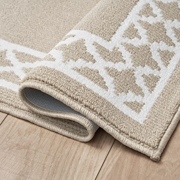 Nautica Washable Skid Resistant Beige /White 2.2 ft. x 8 ft. All