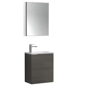 Valencia 20 in. W Wall Hung Vanity in Gray Oak with Acrylic Vanity Top in White with White Basin,Medicine Cabinet