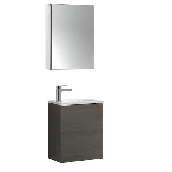 Fresca Valencia 20 in. W Wall Hung Vanity in Gray Oak with Acrylic Vanity Top in White with White Basin,Medicine Cabinet
