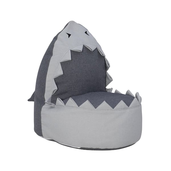 Your Zone Kids Soft Plush Dinosaur Bean Bag Chair, Grey