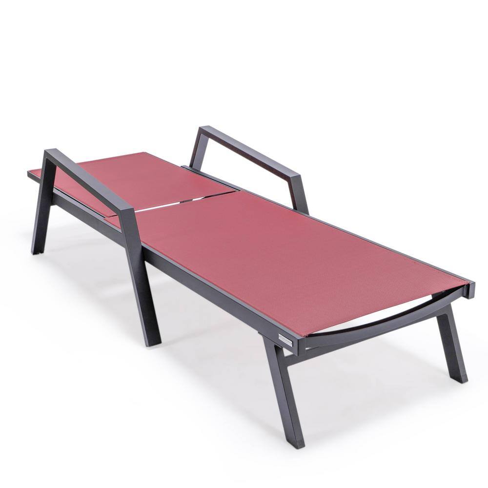 Marlin Burgundy Aluminum Outdoor Chaise Lounge Set with Fire Pit