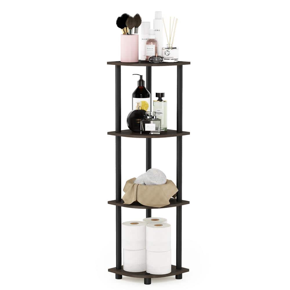 Furinno Dark Brown and Black 4-Tier Corner Shelf