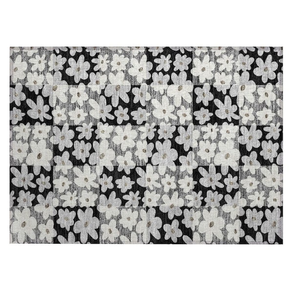 Chantille Machine Washable Indoor/Outdoor Abstract ACN2476 Black 2 ft. x 3 ft. Accent Rug