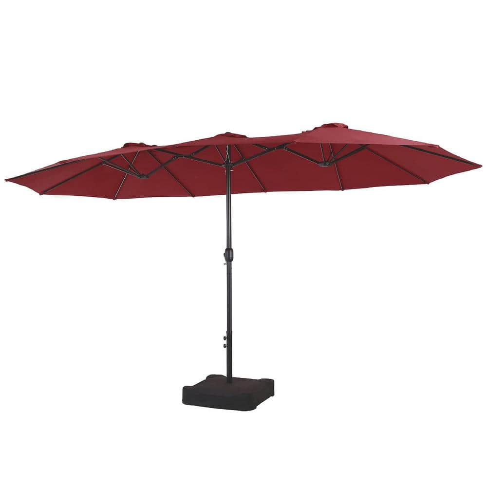 15ft. Steel Market Rectangle Patio Umbrella in Dark Red