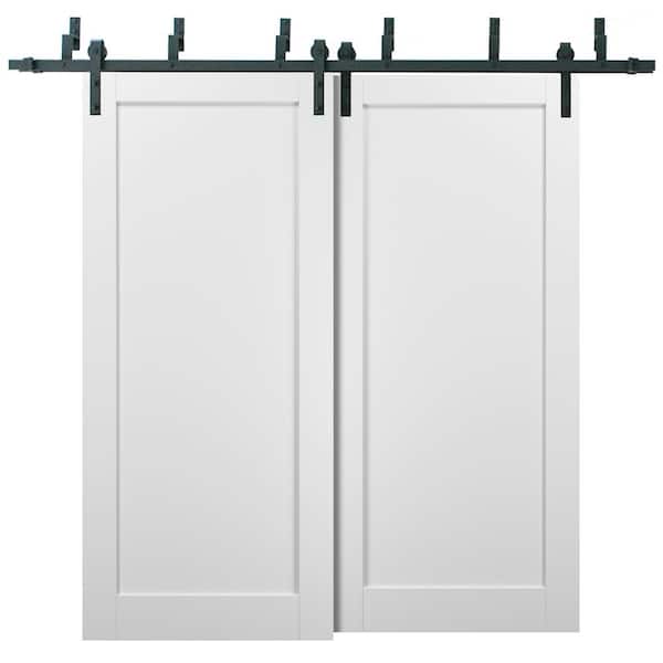 Sartodoors 48 in. x 80 in. White Finished Pine MDF Sliding Barn Door with Hardware Kit