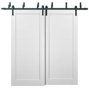 64 in. x 80 in. White Finished Pine MDF Sliding Barn Door with Hardware Kit