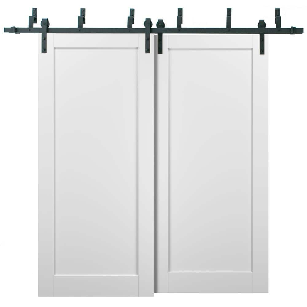 Sartodoors 72 In. X 96 In. White Finished Pine MDF Sliding Barn Door ...