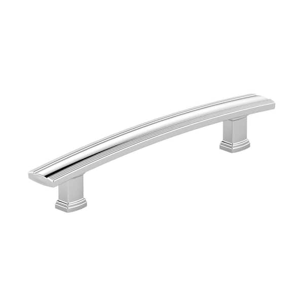 Richelieu Hardware Marsala Collection 5 1/16 in. (128 mm) Grooved Chrome Transitional Rectangular Cabinet Bar Pull