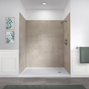 Jetcoat 32 in. x 60 in. x 78 in. Shower Kit in Shale with Right Drain 30 in. Base in White (5-Piece)