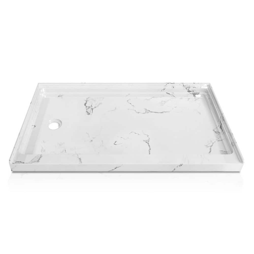 SealBase 60 in. L x 36 in. W Carrara White Acrylic Alcove Shower Pan Base with Left Drain, Single Threshold price history on PriceWatchPro