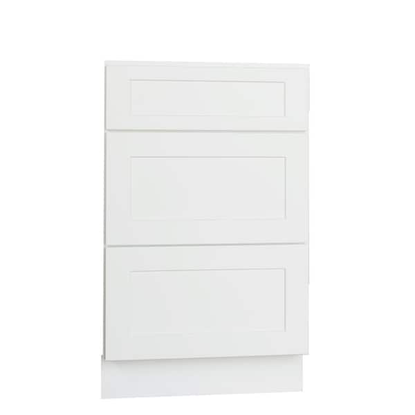 Bremen Cabinetry Bremen Ready to Assemble 21x34.5x24 in. Shaker Base Drawer with 1 Standard Drawer with 2 Deep Drawers in White