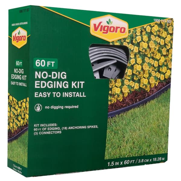 Vigoro 60 ft. No-Dig Plastic Landscape Edging Kit 3001-60HD-3 - The Home  Depot