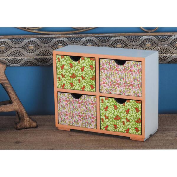 Litton Lane 4-Drawer Modern Wood Jewelry Chest in Floral Prints