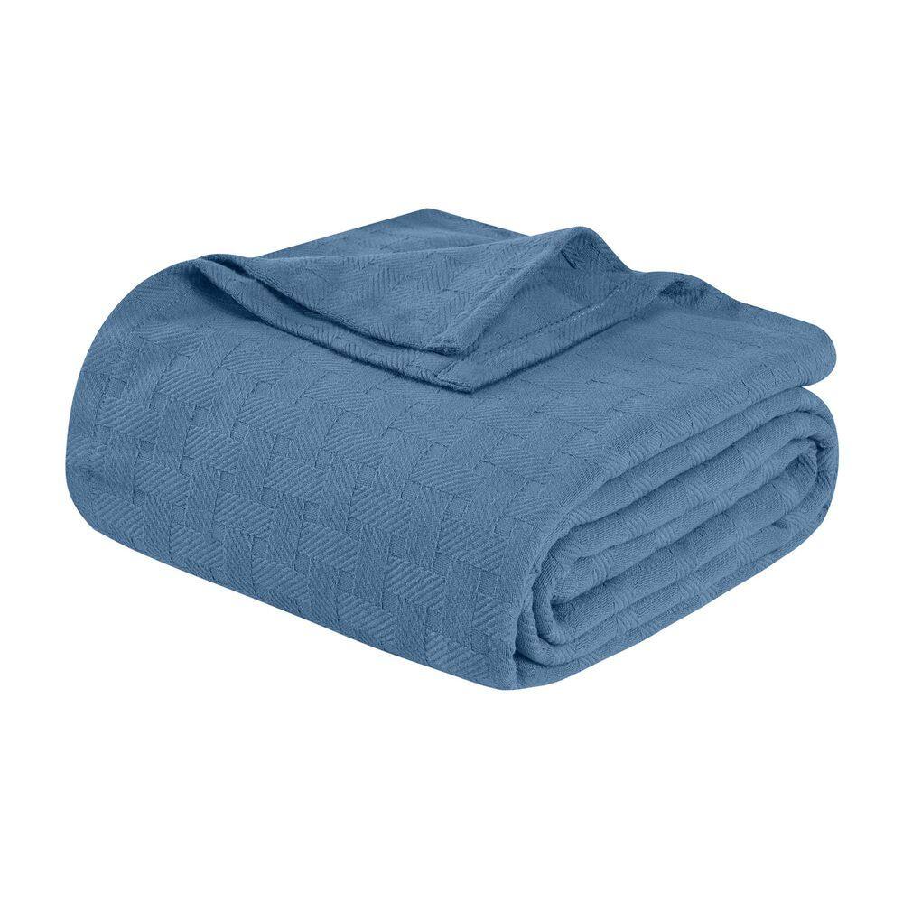 Basketweave Denim Blue Classic Farmhouse All-Season Cotton Full/Queen Blanket price history on PriceWatchPro