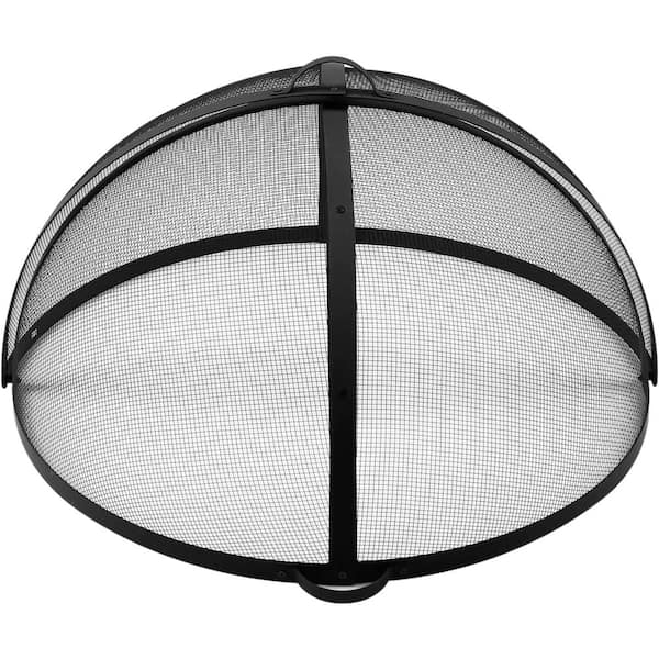 ITOPFOX 36 in. Round Outdoor Fire Pit Spark Screen Cover - Easy-Opening Fire Mesh Screen Guard in Black