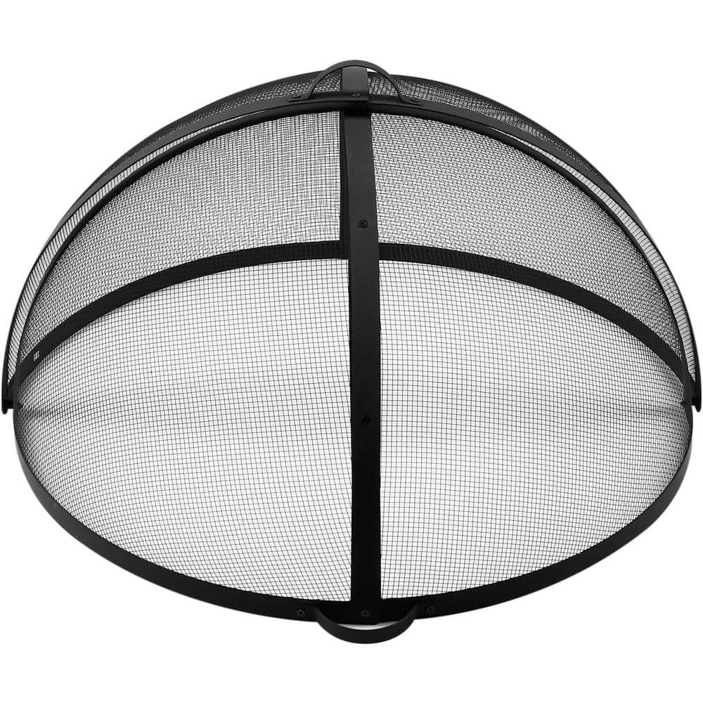 ITOPFOX 36 in. Round Outdoor Fire Pit Spark Screen Cover - Easy-Opening Fire Mesh Screen Guard in Black