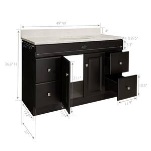 49 in. W x 22 in. D x 36.3 in. H 2-Door 4-Drawer Bathroom Vanity in Espresso with White on White Cultured Marble Top