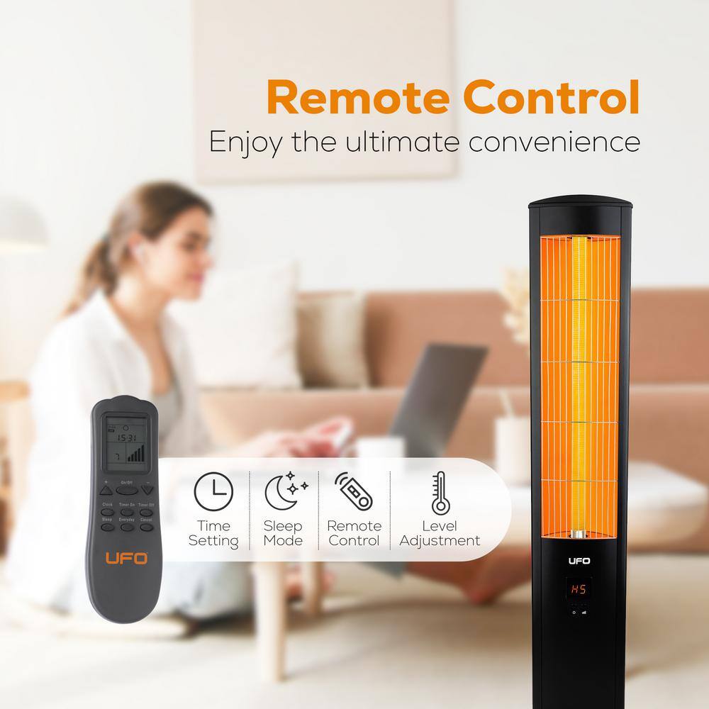 Black Ceramic Electric Tower Space Heater with Remote Control