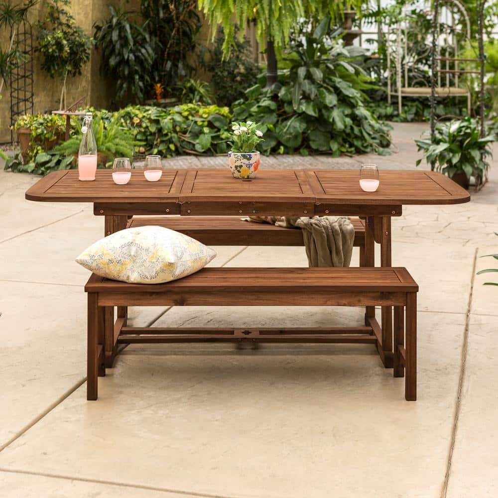 Brown Curved Acacia Wood Patio Dining Set for 4