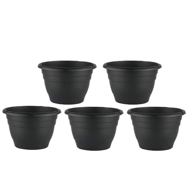 Unbranded Large Black Plastic Indoor/Outdoor Planter (9.8 in. W x 6.4 in.  H) Set of 5 L0F7Q9ND8Q