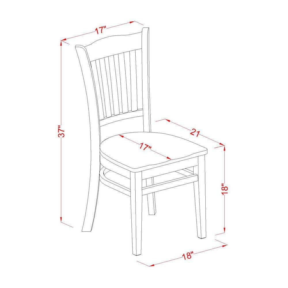 Mahogany 5-Piece Solid Wood Dining Set with Slat Back Chairs