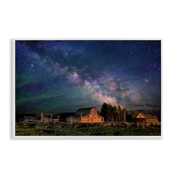 Stupell Industries Nebula Sky over Farm Scene by Royce Bair White Framed Nature Giclee Art Print 20 in. x 30 in.