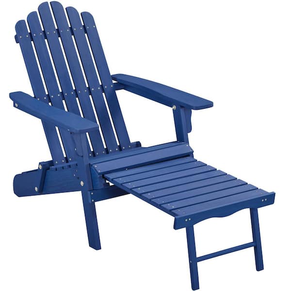 Yaheetech Blue Folding Adirondack Chair with Adjustable Backrest ...