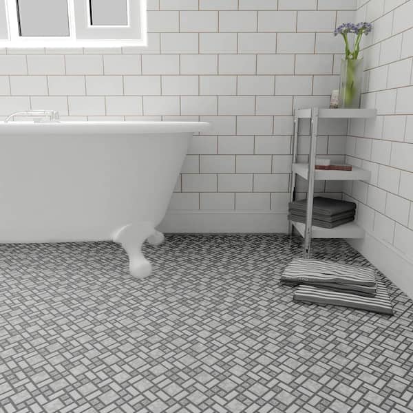 University Light Grey 11-3/4 in. x 11-3/4 in. Porcelain Mosaic Tile (9.8 sq. ft./Case)