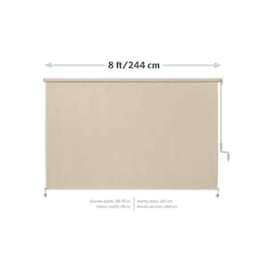 Champagne Cordless 95% UV Blocking Fade Resistant Fabric Exterior Roller Shade 96 in. W. x 96 in. L
