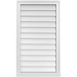22 in. x 38 in. Vertical Surface Mount PVC Gable Vent: Decorative with Brickmould Sill Frame