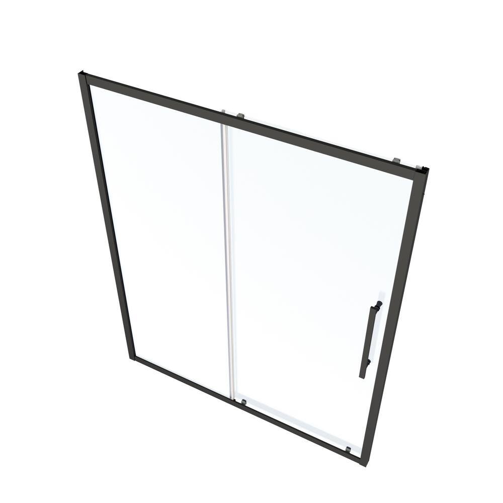 60" Matte Black Sliding Shower Door with Tempered Glass