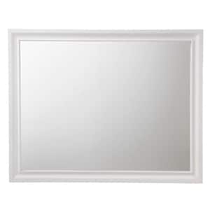 39 in. W x 41 in. H Wooden Frame White Wall Mirror