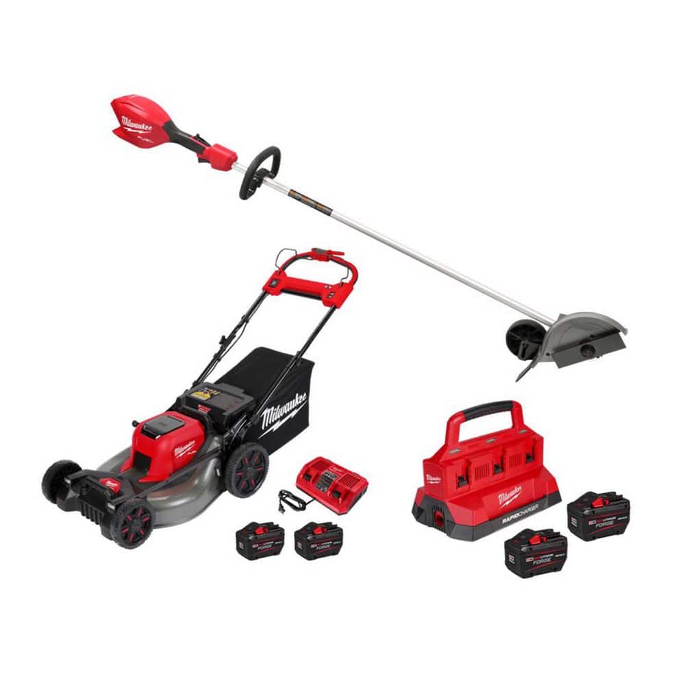 MILWAUKEE M18 FUEL 18V 8 in. Brushless Cordless Battery Powered Straight Shaft Lawn Edger w/ M18 FORGE Starter Kit, M18 Mower Kit (3011-20-48)